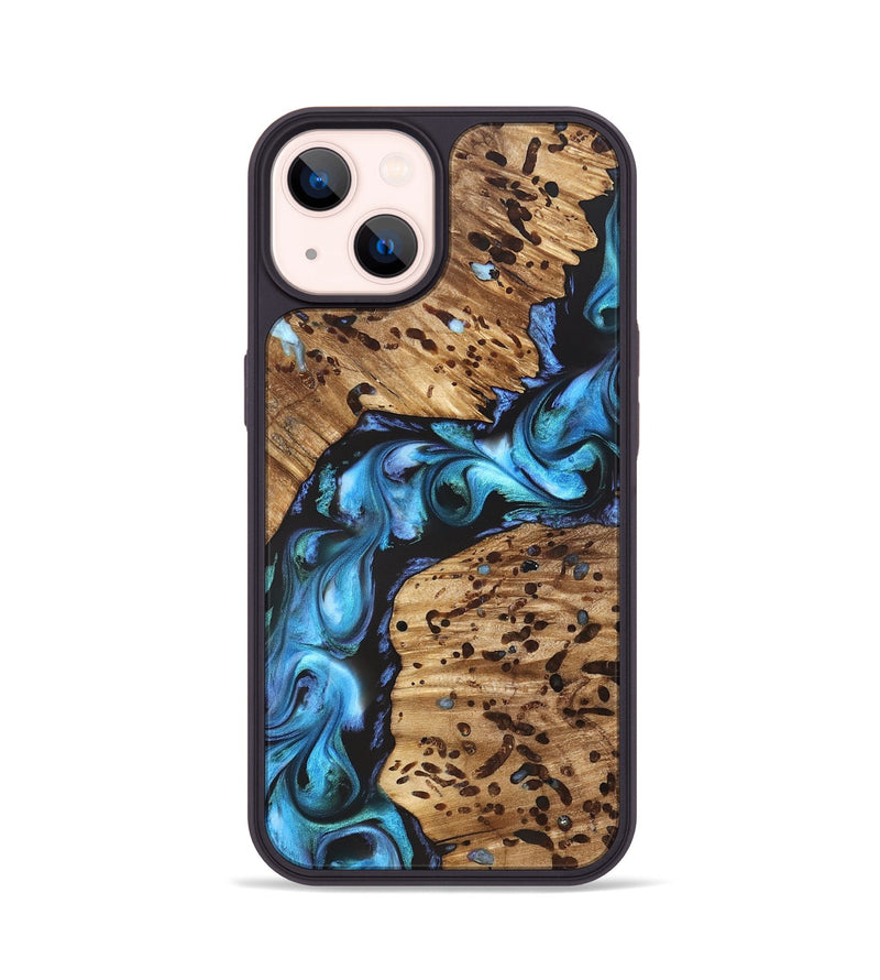 iPhone 14 Wood Phone Case - Romeo (Blue, 822040)