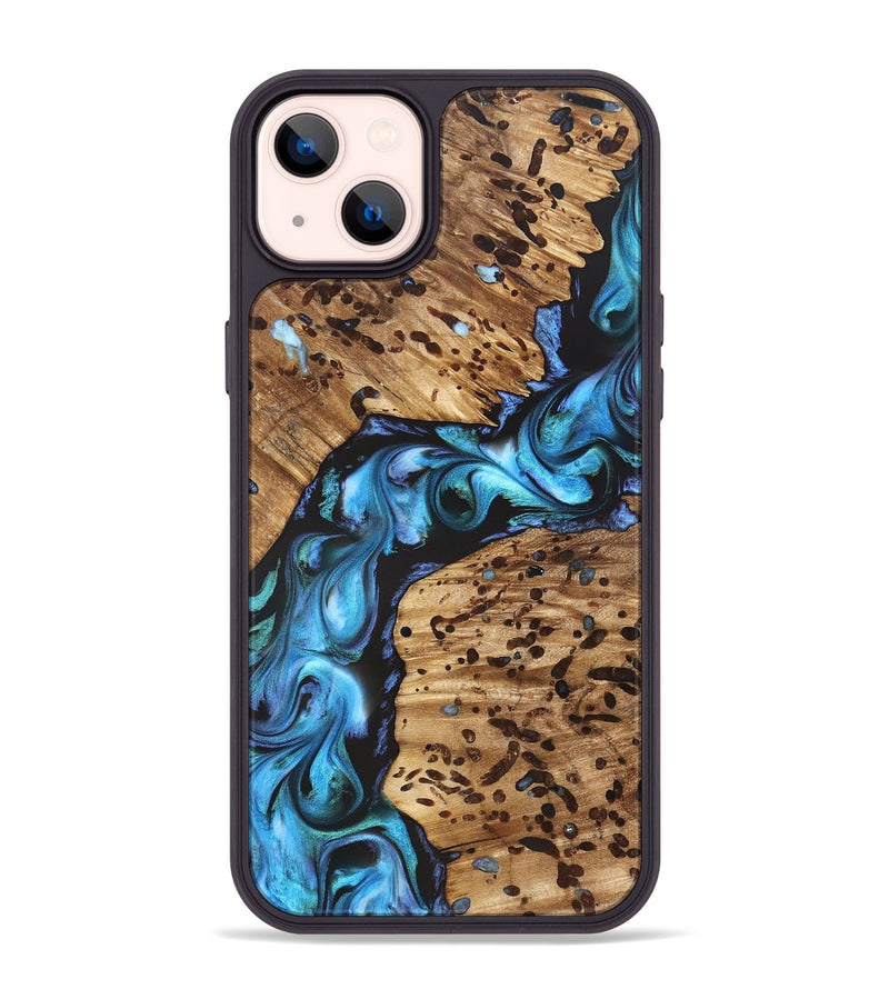 iPhone 14 Plus Wood Phone Case - Romeo (Blue, 822040)