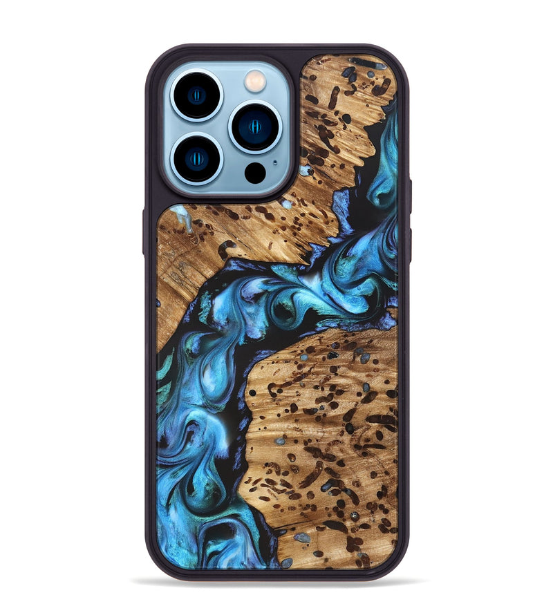 iPhone 14 Pro Max Wood Phone Case - Romeo (Blue, 822040)