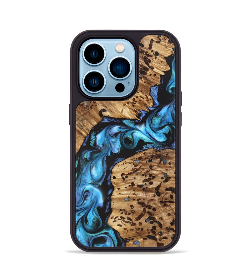 iPhone 14 Pro Wood Phone Case - Romeo (Blue, 822040)