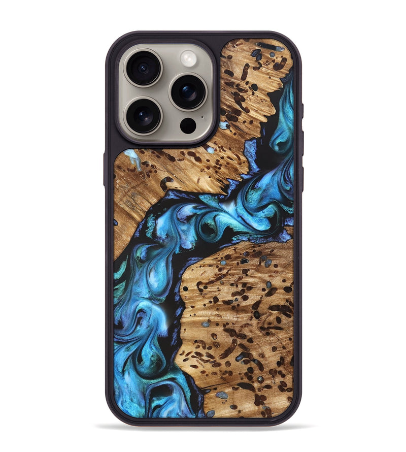 iPhone 15 Pro Max Wood Phone Case - Romeo (Blue, 822040)