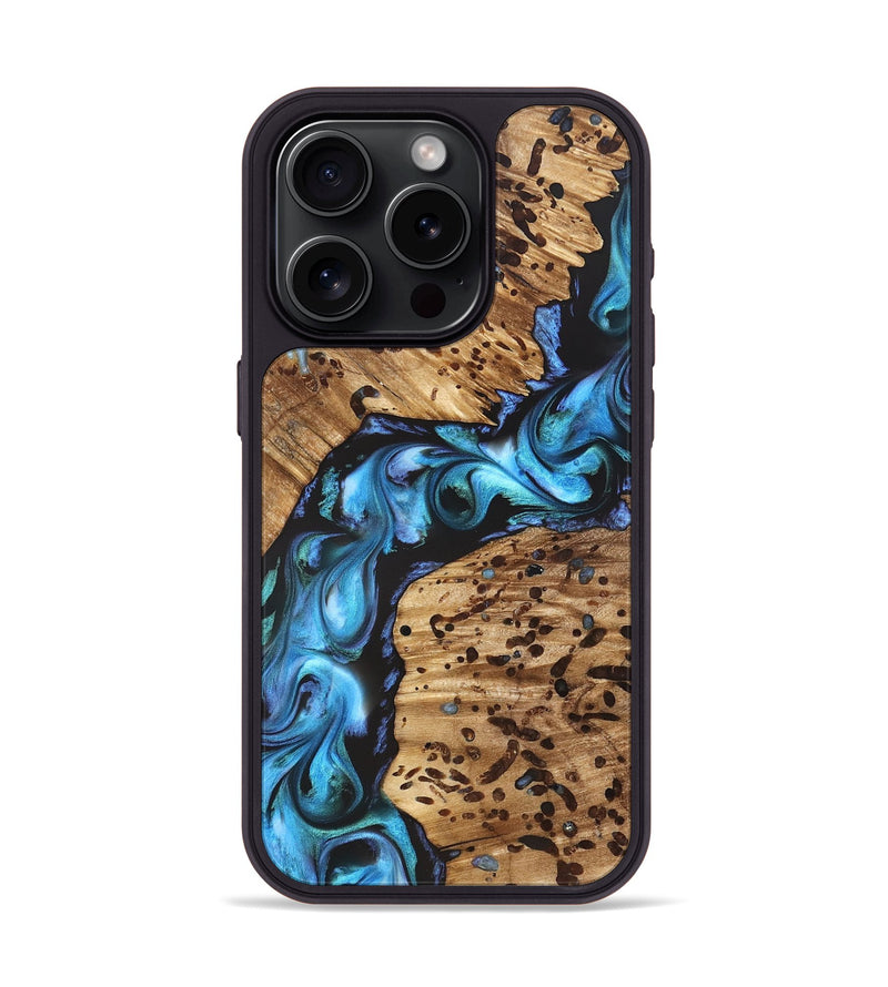 iPhone 15 Pro Wood Phone Case - Romeo (Blue, 822040)