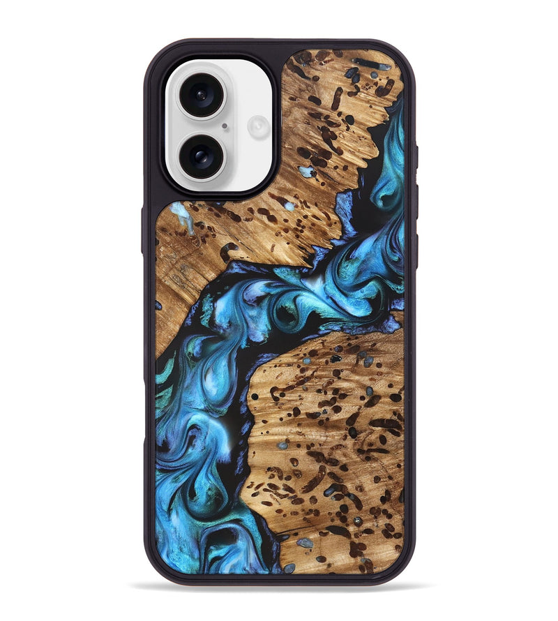 iPhone 16 Plus Wood Phone Case - Romeo (Blue, 822040)