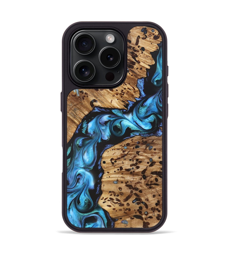 iPhone 16 Pro Wood Phone Case - Romeo (Blue, 822040)