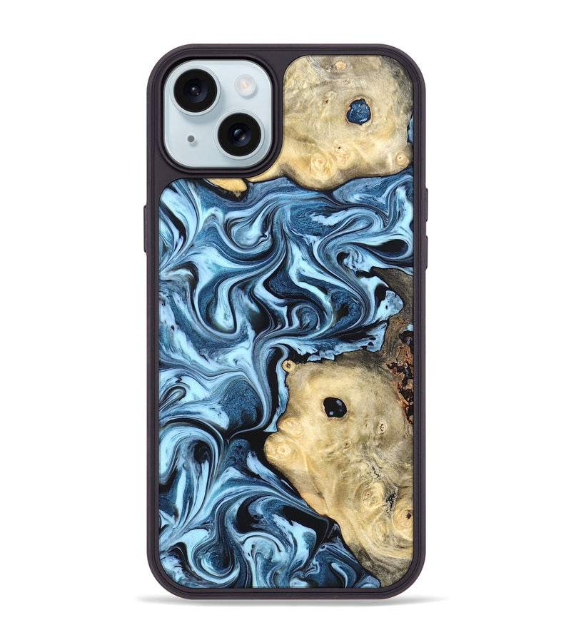 iPhone 15 Plus Wood Phone Case - Robert (Blue, 822042)