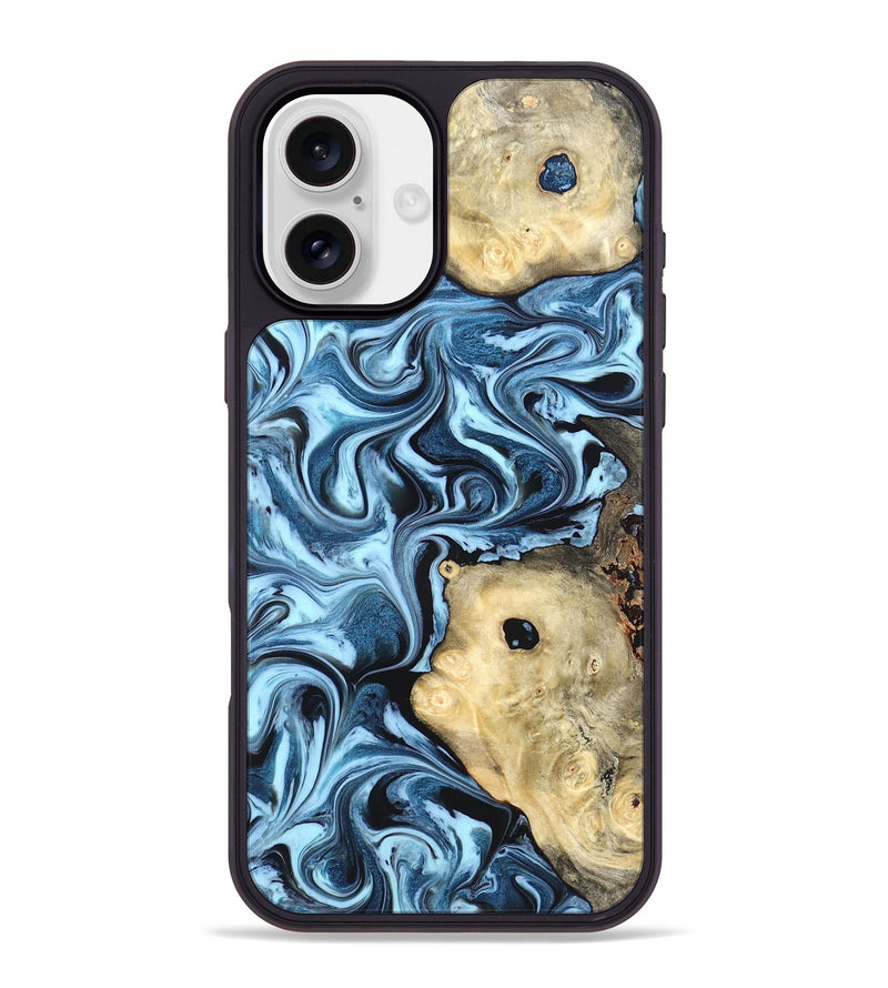 iPhone 16 Plus Wood Phone Case - Robert (Blue, 822042)