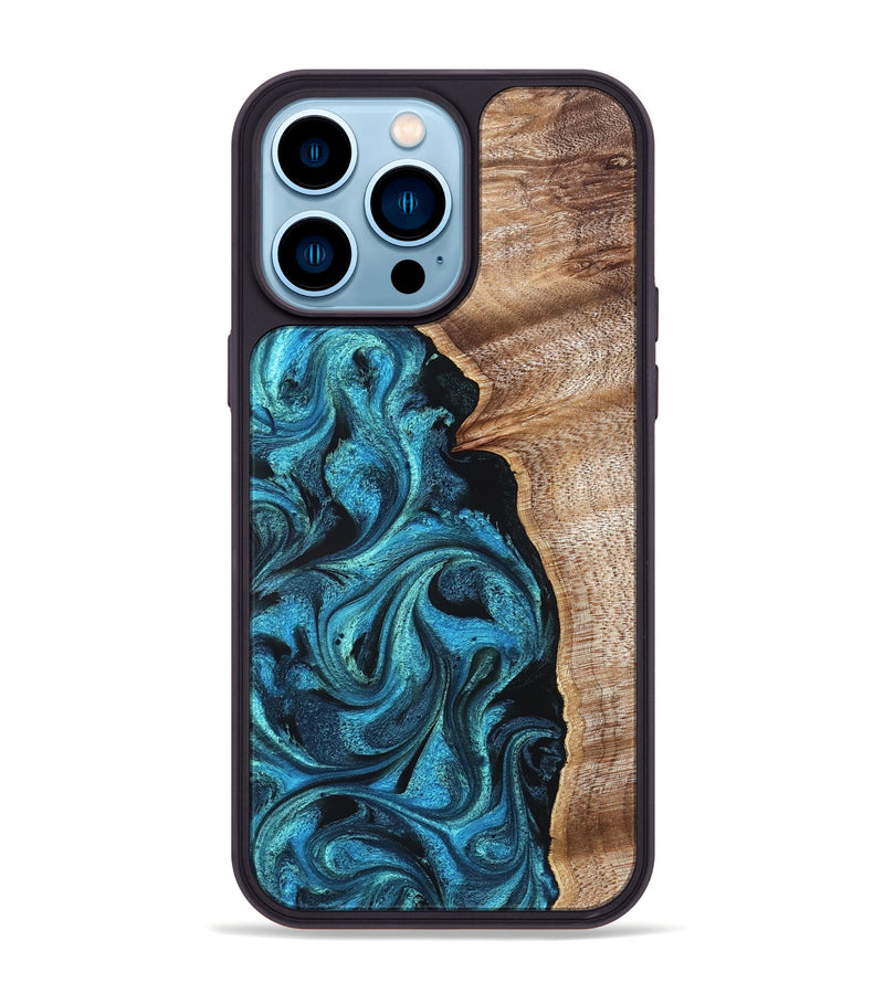 iPhone 14 Pro Max Wood Phone Case - Marlon (Blue, 822044)