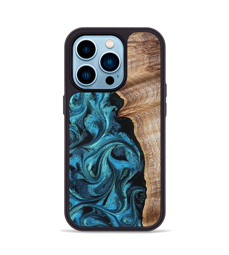 iPhone 14 Pro Wood Phone Case - Marlon (Blue, 822044)