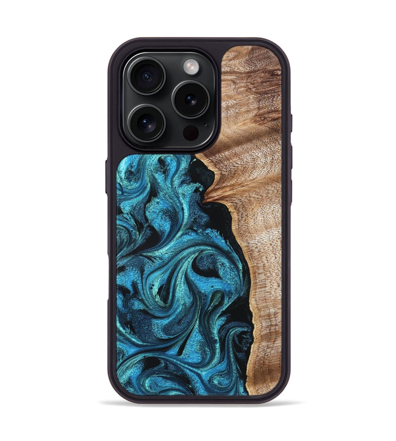 iPhone 16 Pro Wood Phone Case - Marlon (Blue, 822044)
