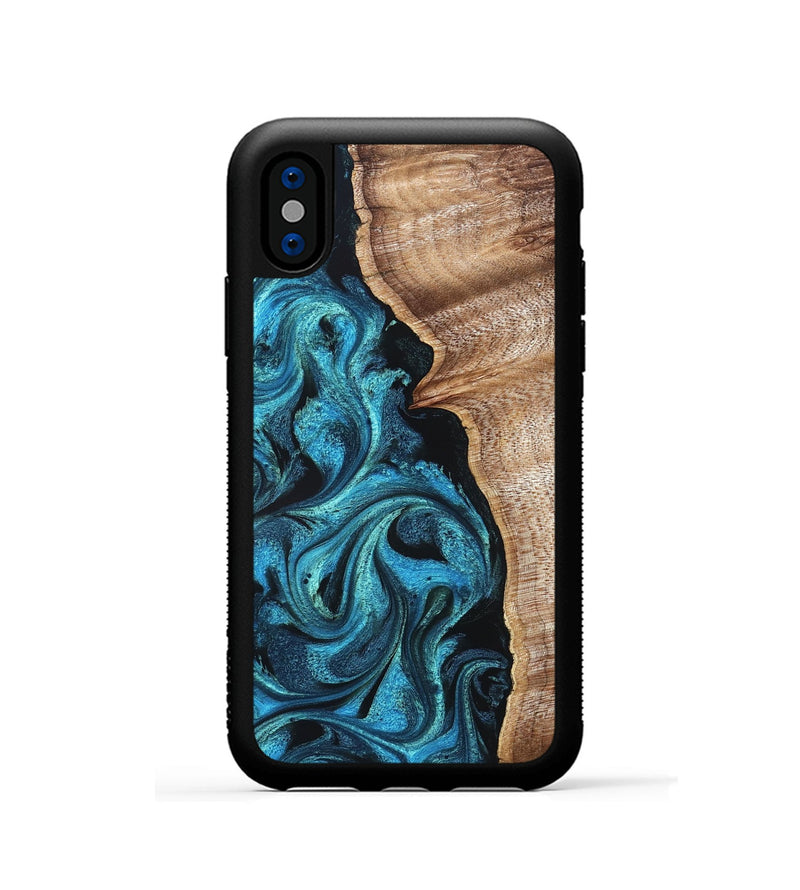 iPhone Xs Wood Phone Case - Marlon (Blue, 822044)