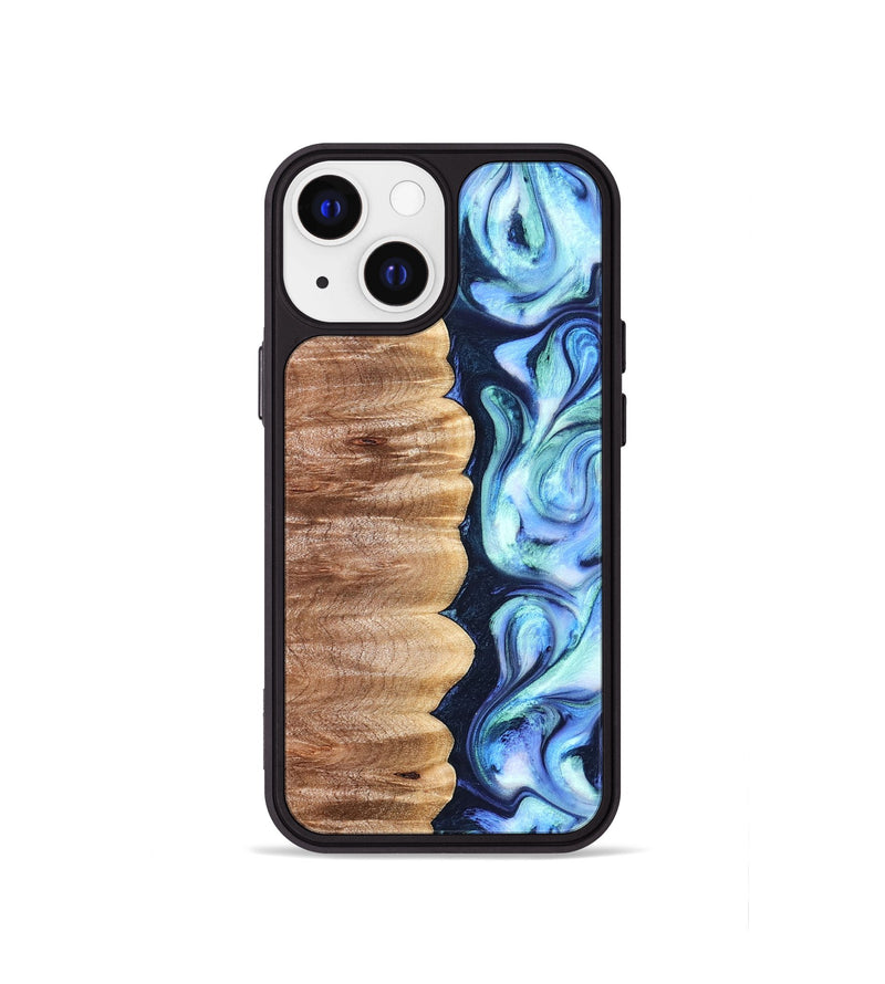 iPhone 13 mini Wood Phone Case - Tom (Blue, 822045)