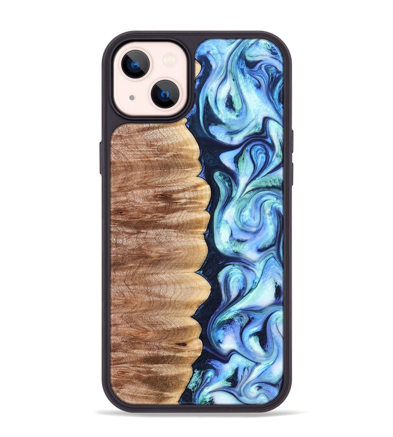 iPhone 14 Plus Wood Phone Case - Tom (Blue, 822045)