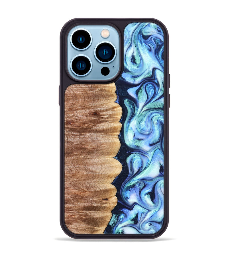 iPhone 14 Pro Max Wood Phone Case - Tom (Blue, 822045)