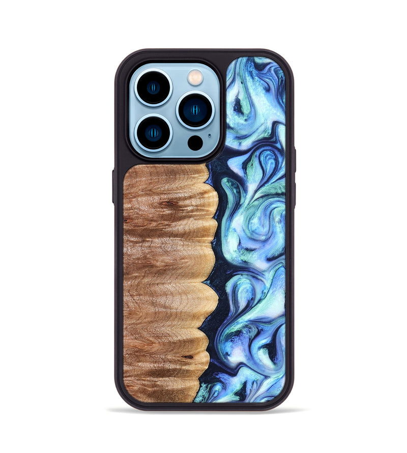 iPhone 14 Pro Wood Phone Case - Tom (Blue, 822045)