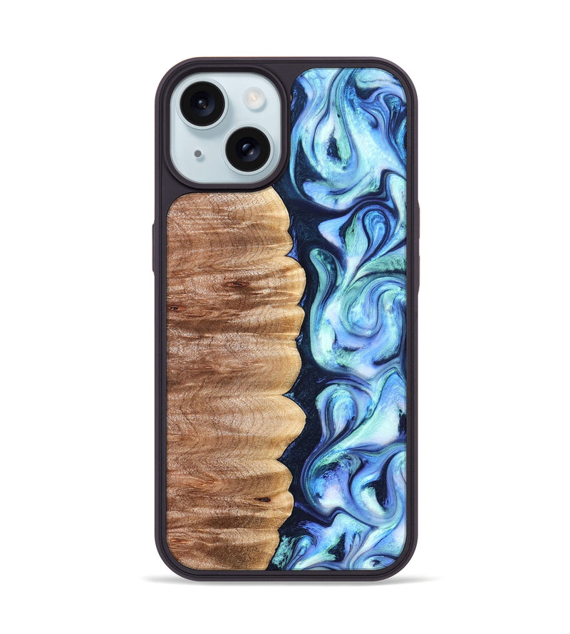 iPhone 15 Wood Phone Case - Tom (Blue, 822045)