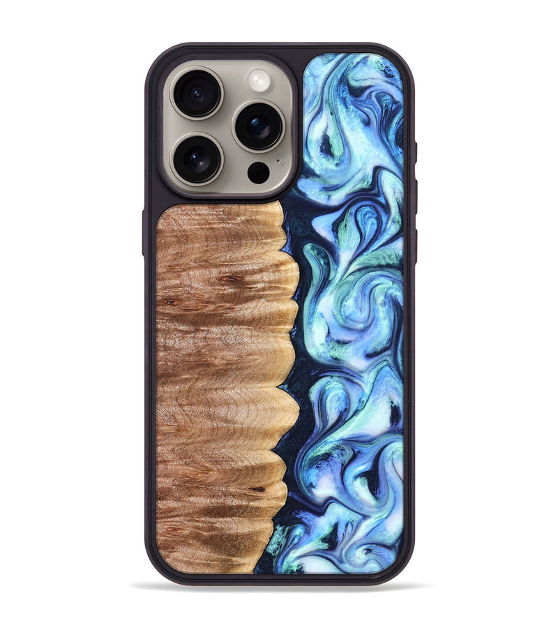 iPhone 15 Pro Max Wood Phone Case - Tom (Blue, 822045)