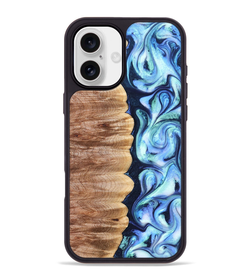 iPhone 16 Plus Wood Phone Case - Tom (Blue, 822045)
