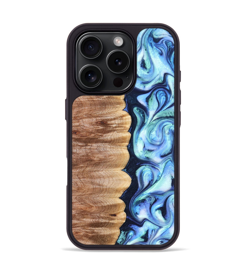 iPhone 16 Pro Wood Phone Case - Tom (Blue, 822045)