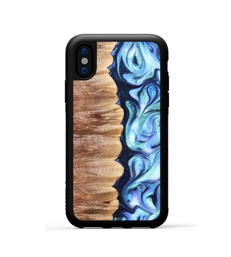 iPhone Xs Wood Phone Case - Tom (Blue, 822045)