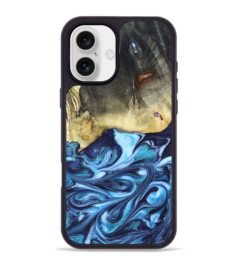 iPhone 16 Plus Wood Phone Case - Wells (Blue, 822046)