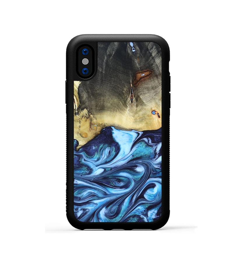 iPhone Xs Wood Phone Case - Wells (Blue, 822046)