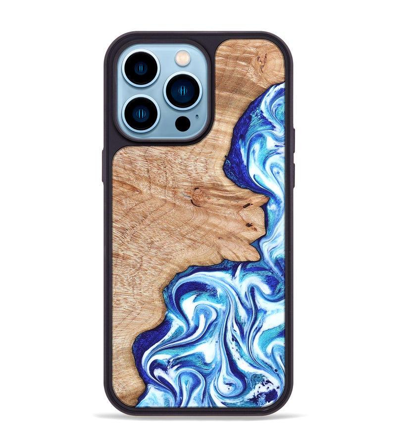 iPhone 14 Pro Max Wood Phone Case - Arlene (Blue, 822047)