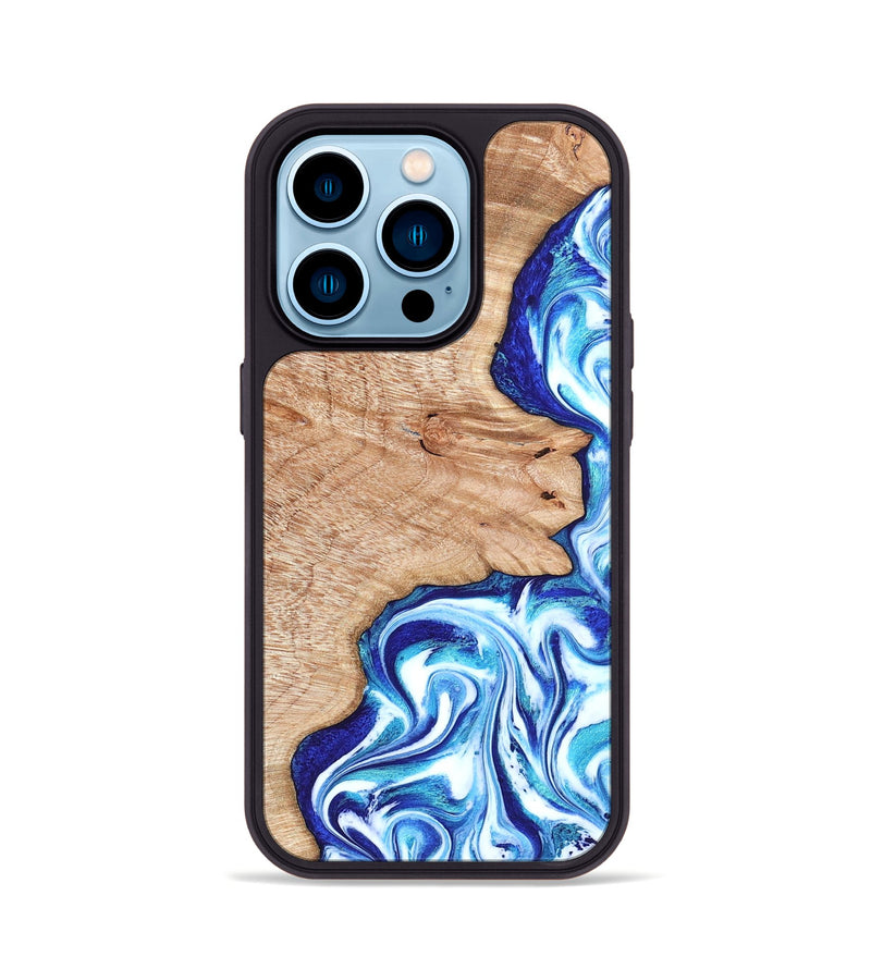 iPhone 14 Pro Wood Phone Case - Arlene (Blue, 822047)