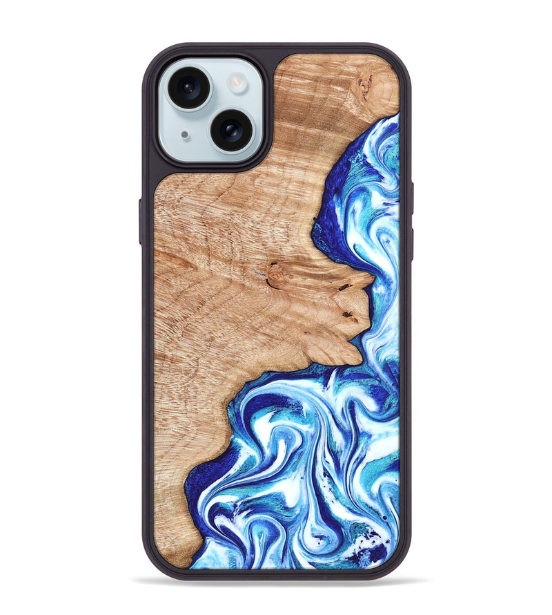 iPhone 15 Plus Wood Phone Case - Arlene (Blue, 822047)