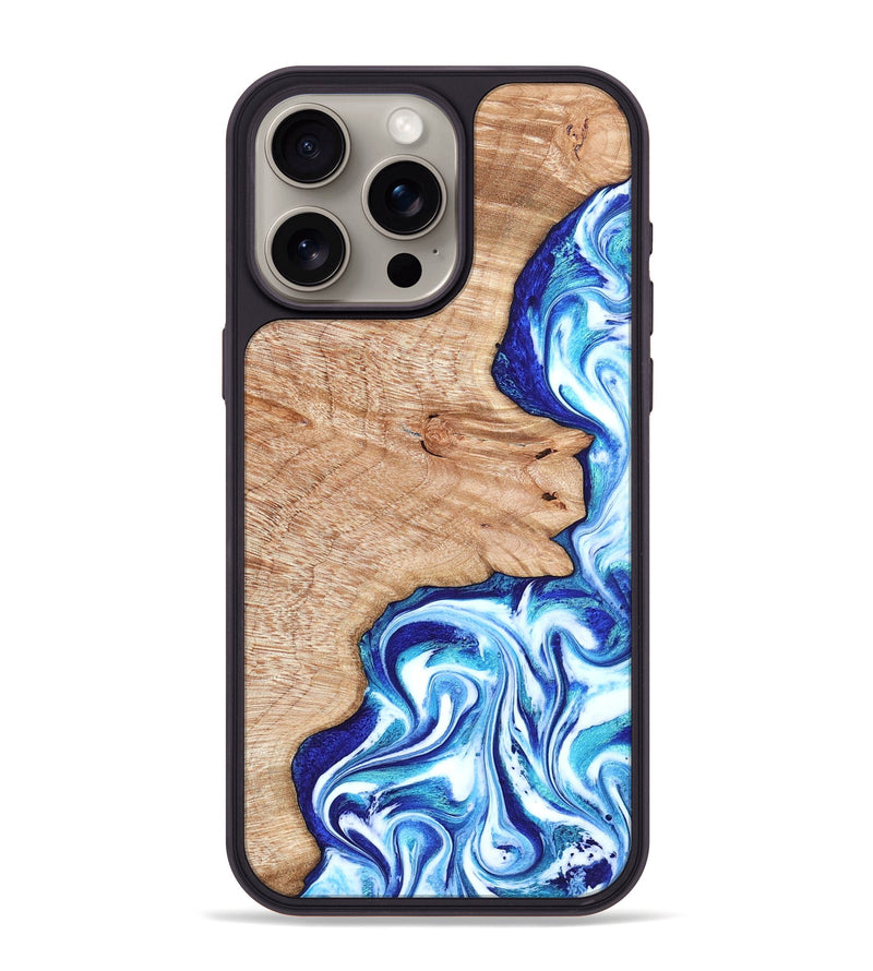 iPhone 15 Pro Max Wood Phone Case - Arlene (Blue, 822047)