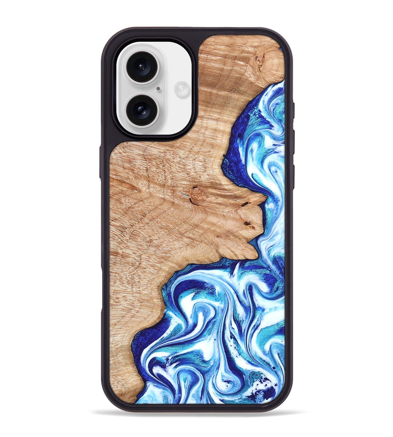 iPhone 16 Plus Wood Phone Case - Arlene (Blue, 822047)