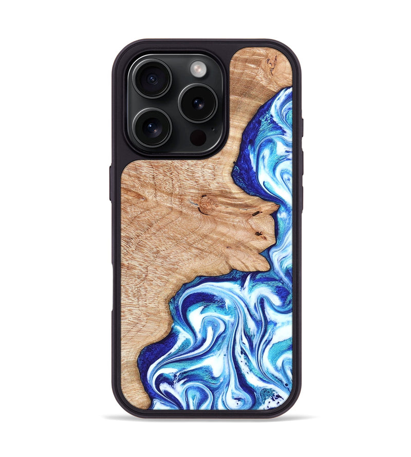 iPhone 16 Pro Wood Phone Case - Arlene (Blue, 822047)