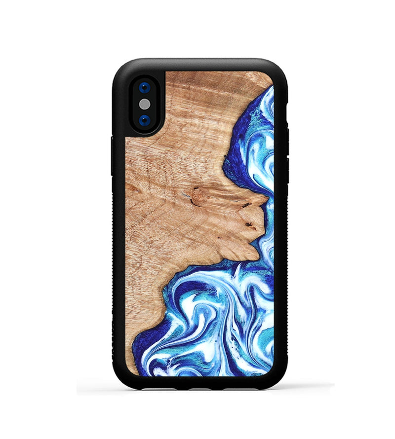 iPhone Xs Wood Phone Case - Arlene (Blue, 822047)