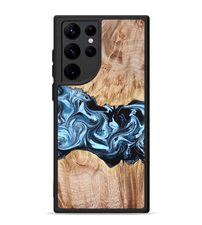 Galaxy S22 Ultra Wood Phone Case - Shavon (Blue, 822049)