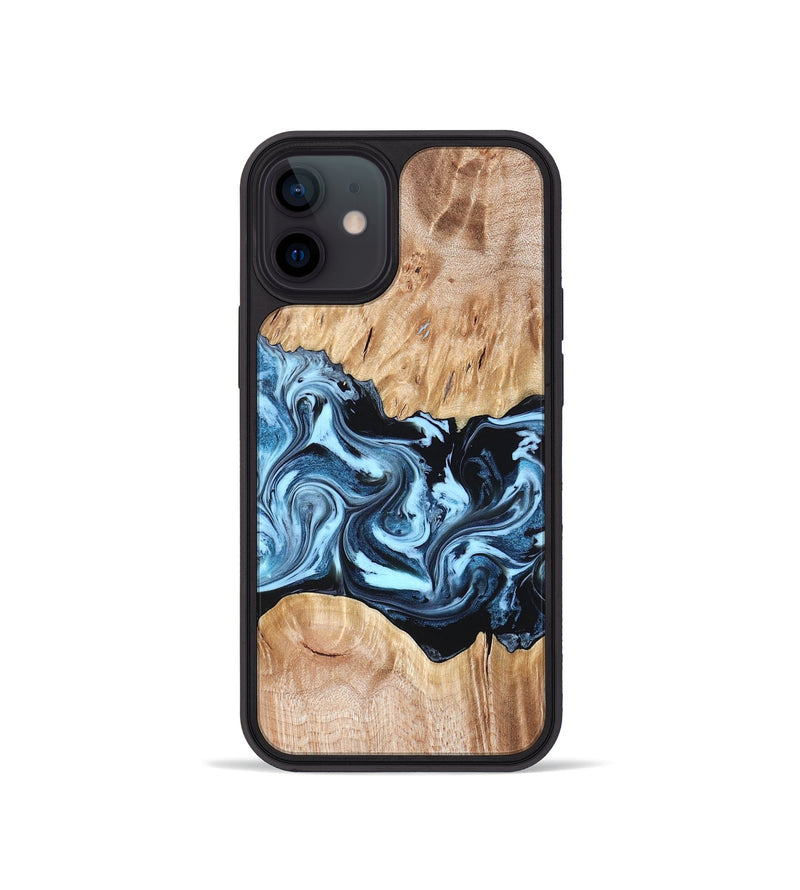 iPhone 12 mini Wood Phone Case - Shavon (Blue, 822049)