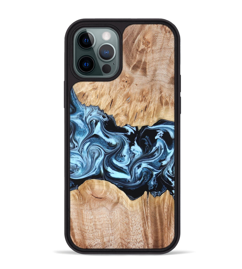 iPhone 12 Pro Max Wood Phone Case - Shavon (Blue, 822049)