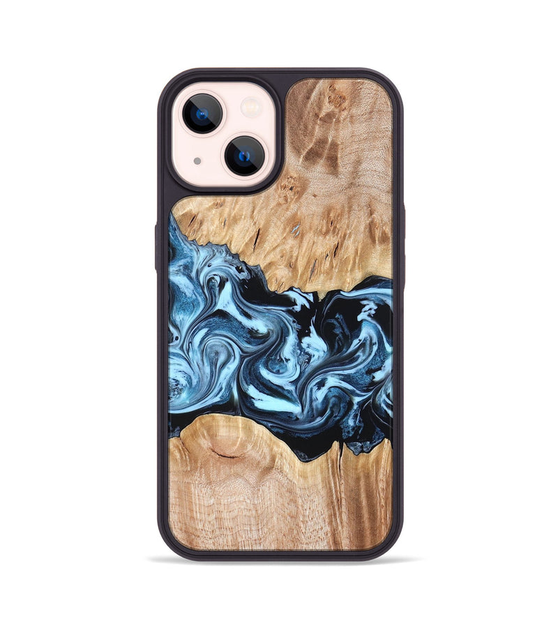 iPhone 14 Wood Phone Case - Shavon (Blue, 822049)