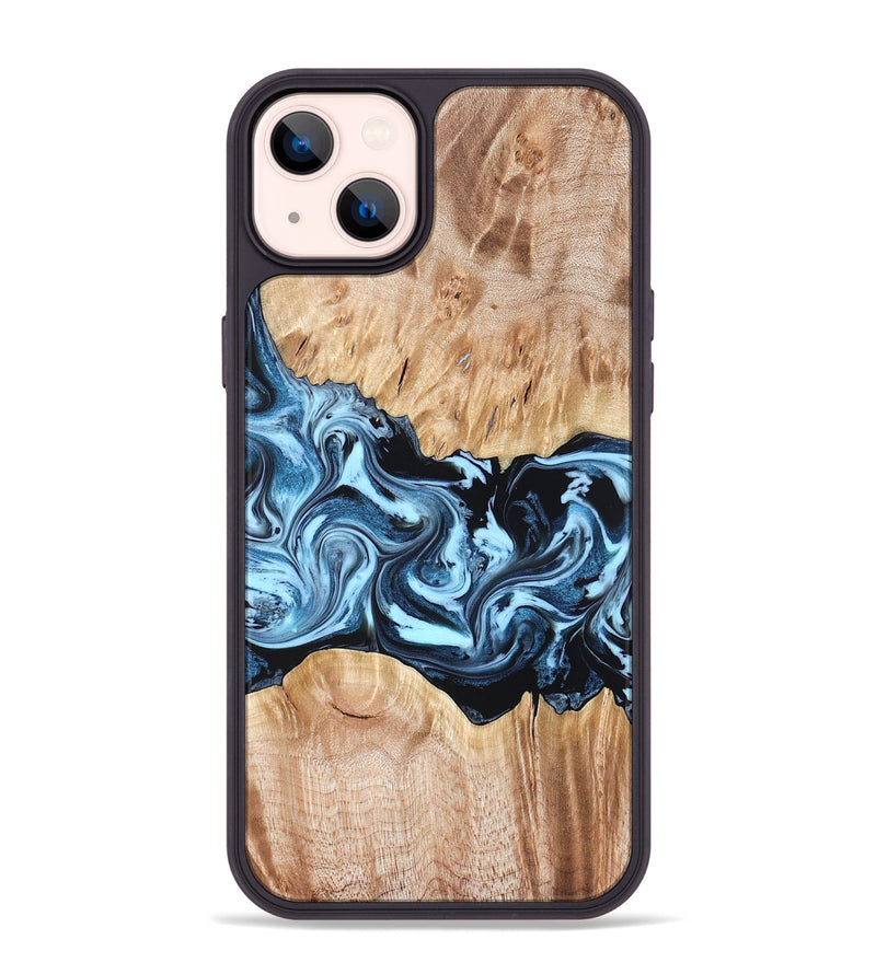 iPhone 14 Plus Wood Phone Case - Shavon (Blue, 822049)