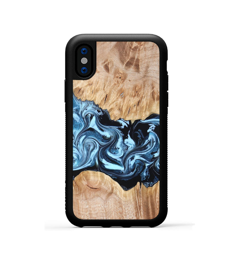 iPhone Xs Wood Phone Case - Shavon (Blue, 822049)