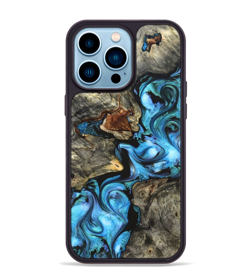 iPhone 14 Pro Max Wood Phone Case - Rowan (Blue, 822051)