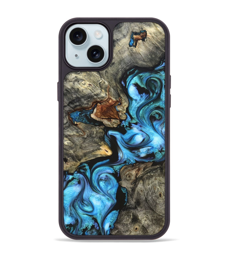 iPhone 15 Plus Wood Phone Case - Rowan (Blue, 822051)