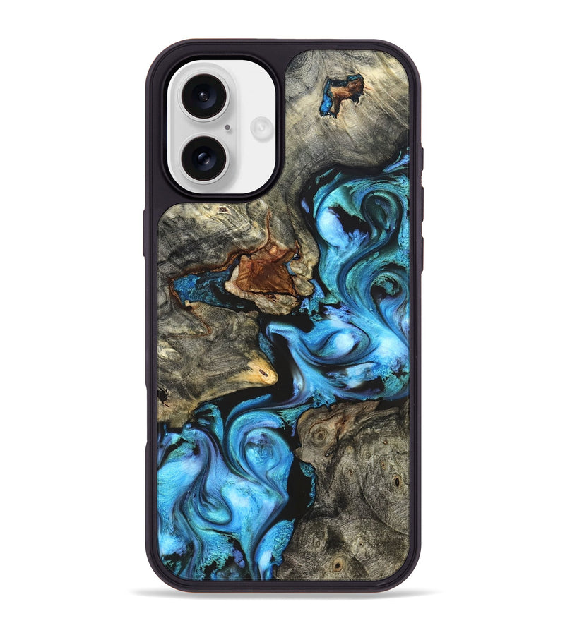 iPhone 16 Plus Wood Phone Case - Rowan (Blue, 822051)