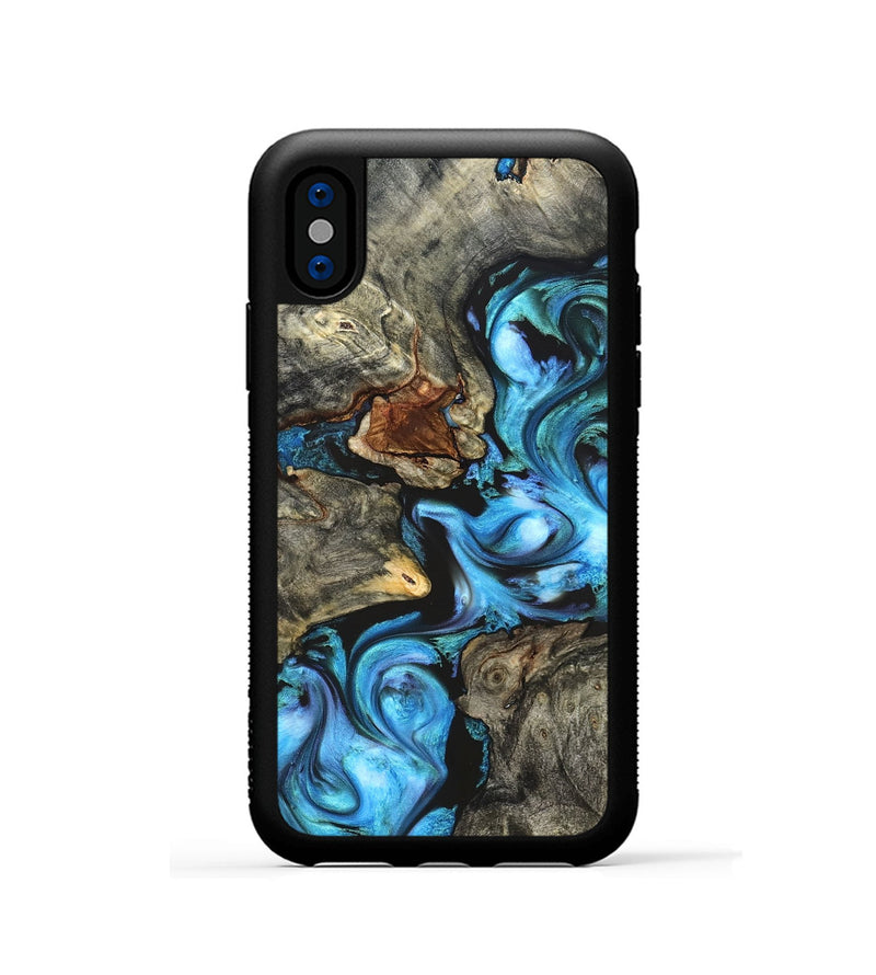 iPhone Xs Wood Phone Case - Rowan (Blue, 822051)