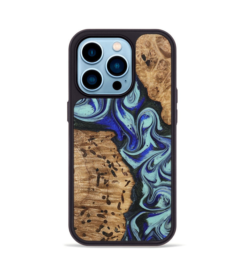 iPhone 14 Pro Wood Phone Case - Bill (Blue, 822052)