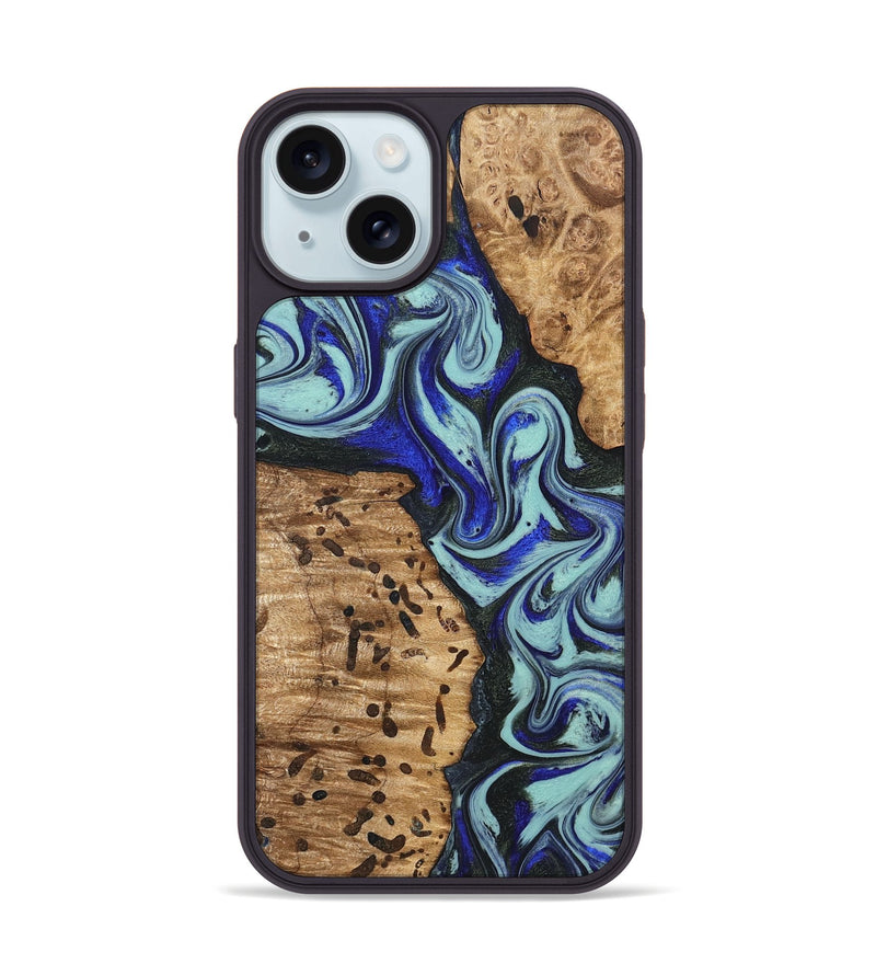 iPhone 15 Wood Phone Case - Bill (Blue, 822052)