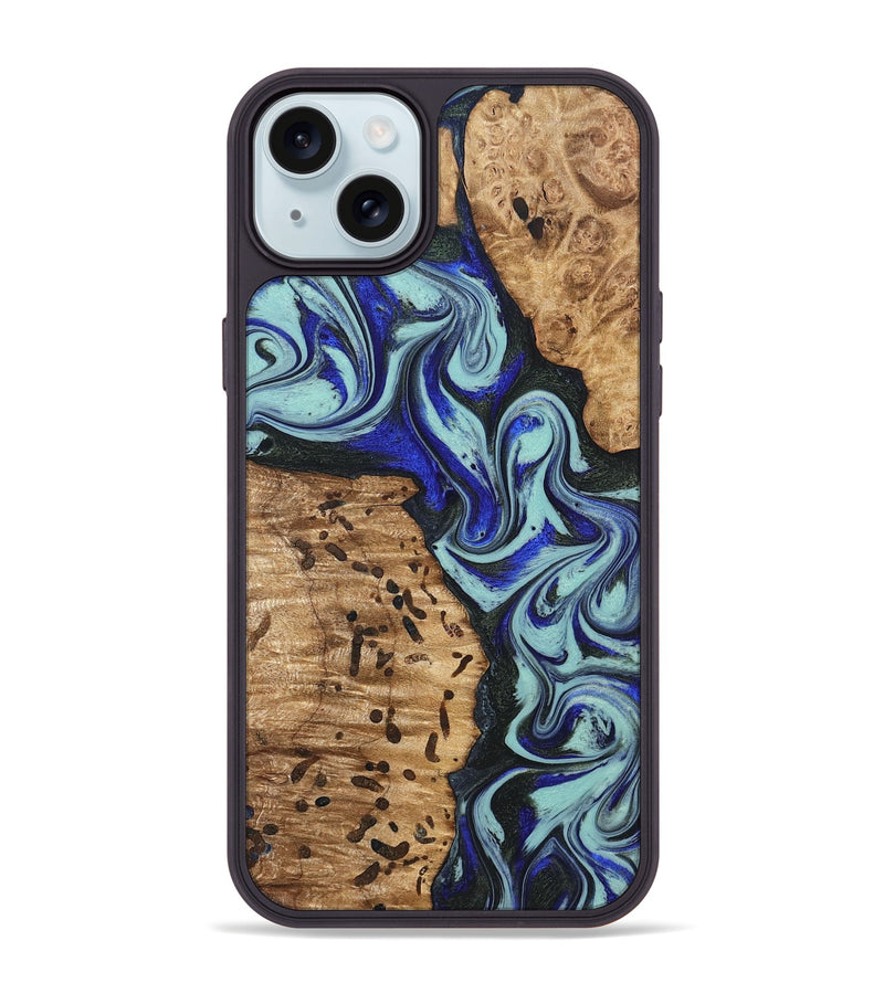 iPhone 15 Plus Wood Phone Case - Bill (Blue, 822052)