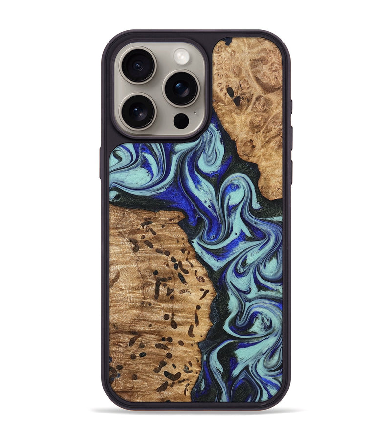 iPhone 15 Pro Max Wood Phone Case - Bill (Blue, 822052)