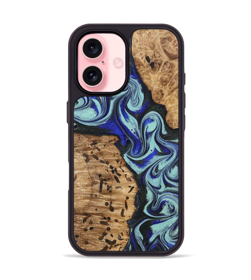 iPhone 16 Wood Phone Case - Bill (Blue, 822052)