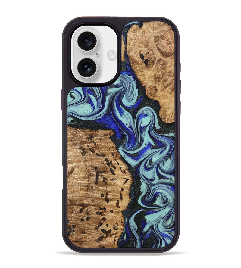 iPhone 16 Plus Wood Phone Case - Bill (Blue, 822052)