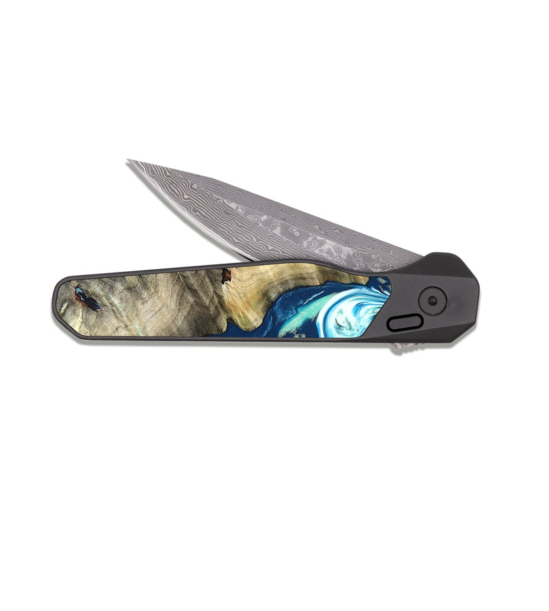 EDC Dark Damascus Wood Pocket Knife - Ottis (Blue, 822056)