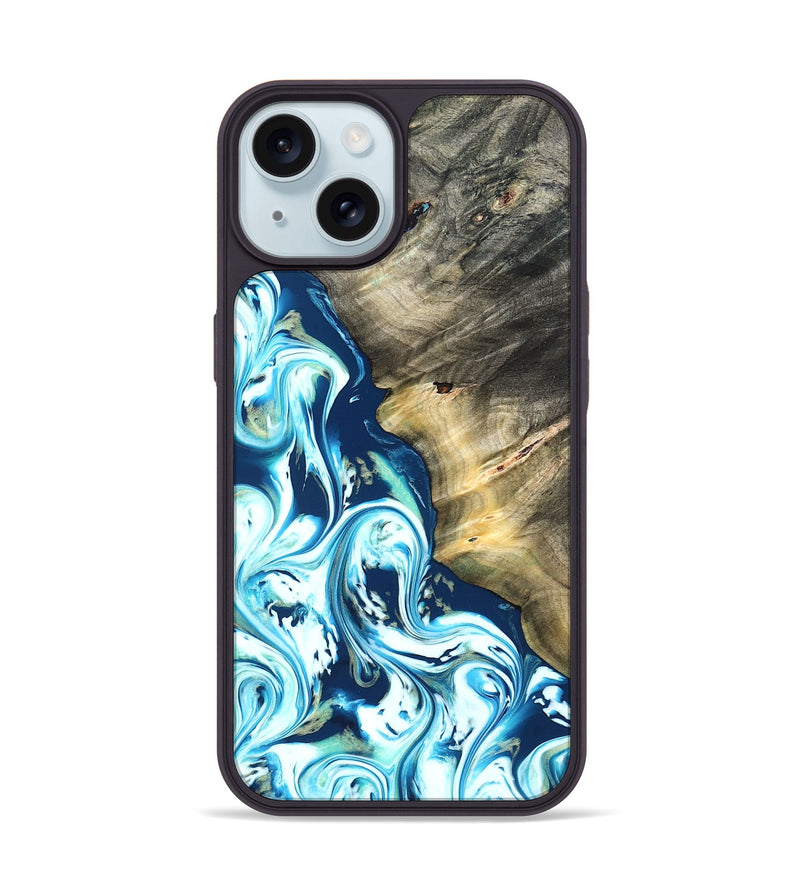 iPhone 15 Wood Phone Case - Ottis (Blue, 822056)